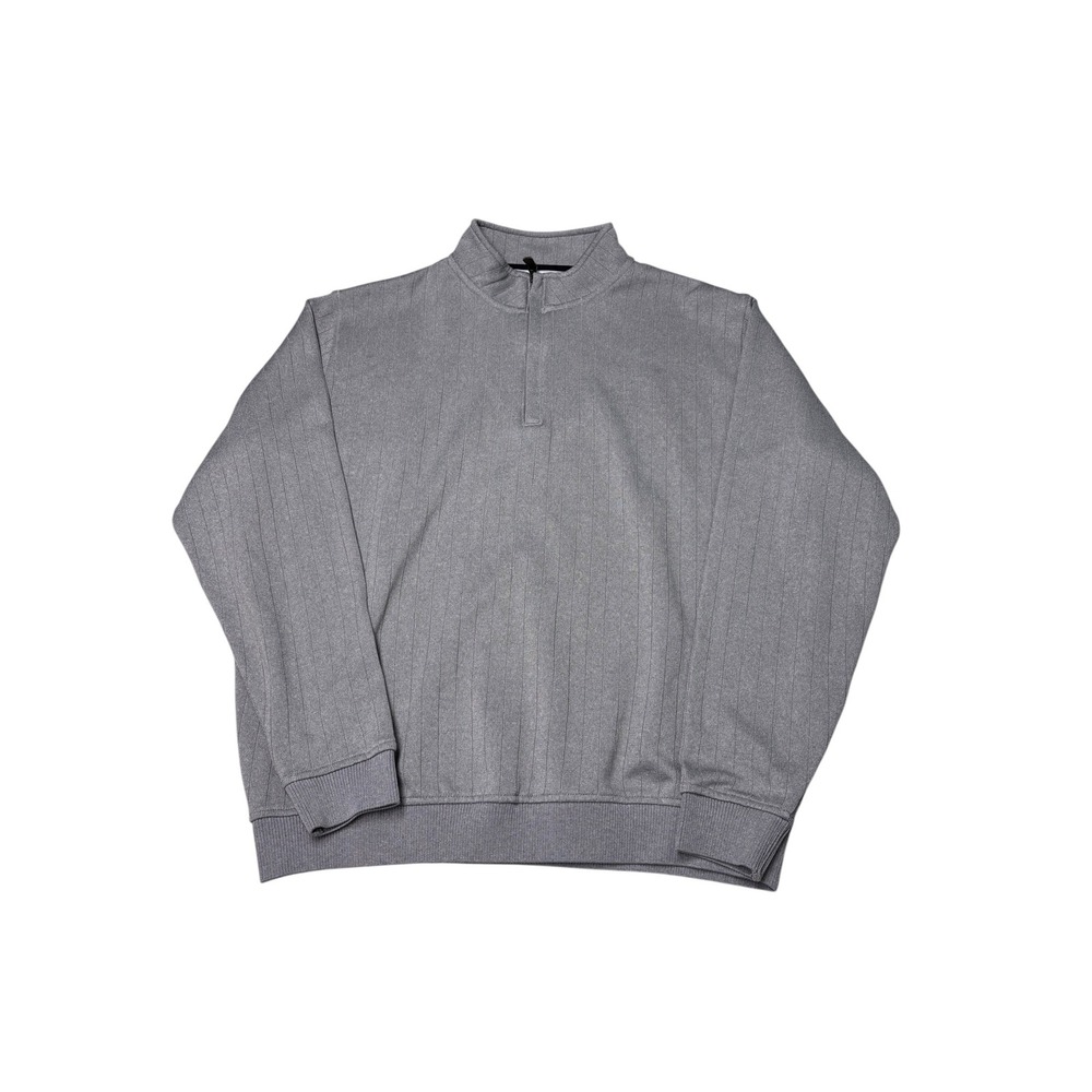FootJoy Mens XL Quarter Zip Pullover Grey Pinstripe Performance Golf Sweater